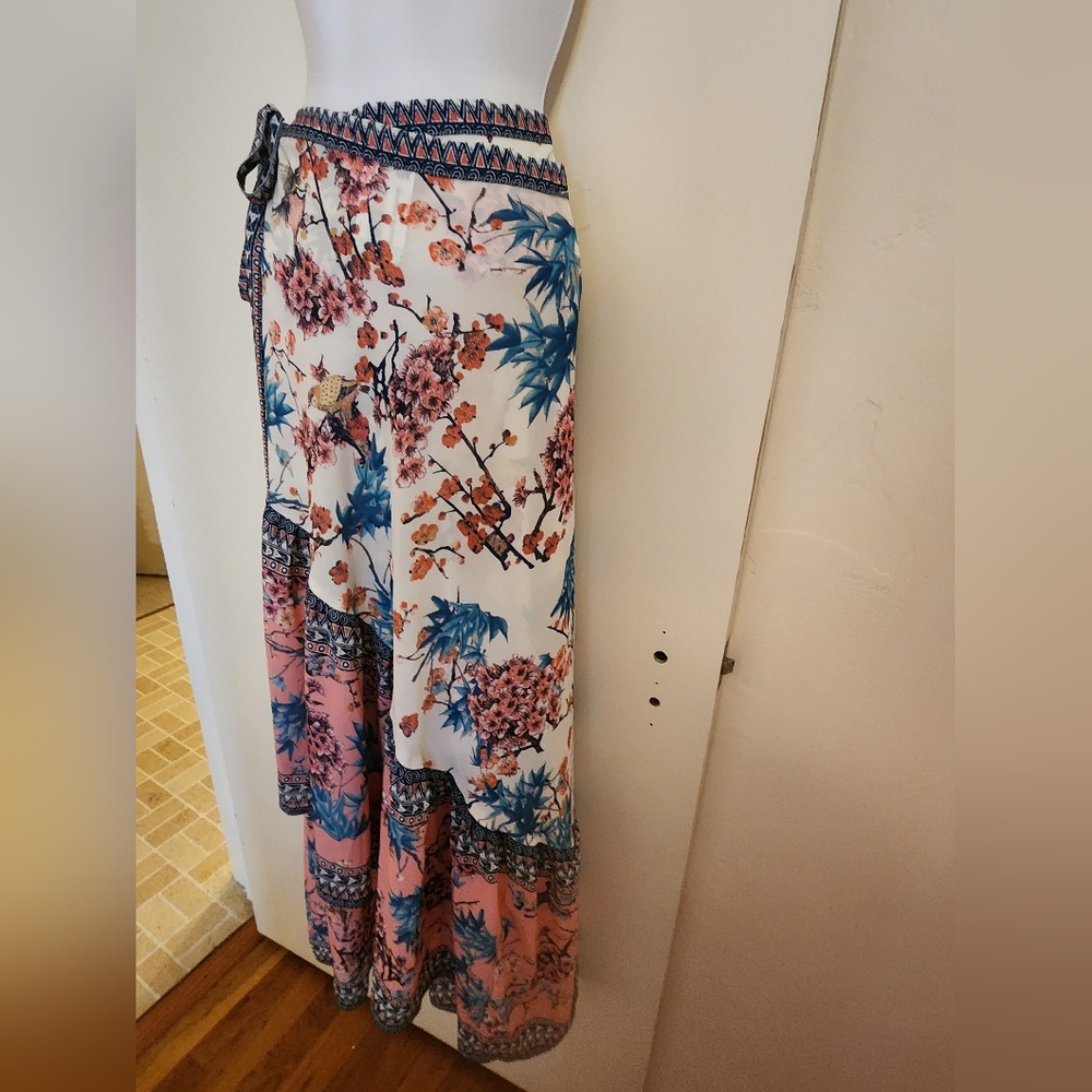 Flying Tomato Floral Patchwork Wrap Maxi Skirt | … - image 3